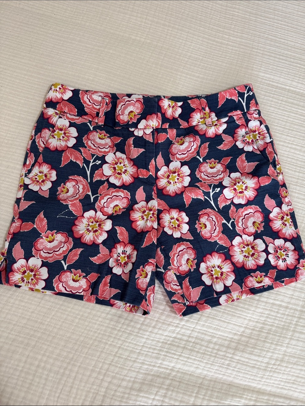 Women's Loft Floral Navy and Pink Shorts